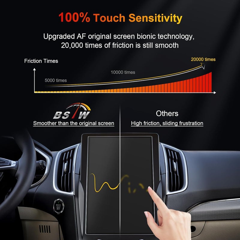BSTW for 2024 Ford Edge Screen Protector for 2021-2024 Edge SE/SEL/ST/ST-Line/Titanium SYNC 4A 12-In Touchscreen 2024 Edge Accessories Anti-Fingerprint & Glare Tempered Glass Film (Edge 12-In Matte) - Image 5
